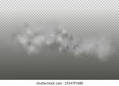 Black vector cloudiness ,fog or smoke on dark checkered background.Set of Cloudy sky or smog over the city.Vector illustration.