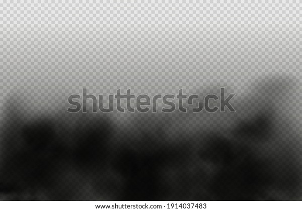 Black vector cloudiness ,fog or smoke on\
dark checkered background.Set of Cloudy sky or smog over the\
city.Vector\
illustration.