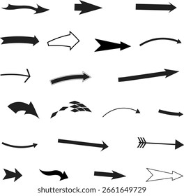 Una colección de Vector negro de iconos de flecha de Web para la dirección y la navegación