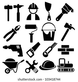 black vector construction icon set