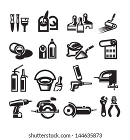 Black vector construction icon set