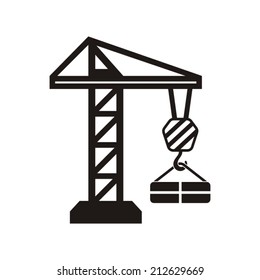 Black vector crane icon isolated on white background