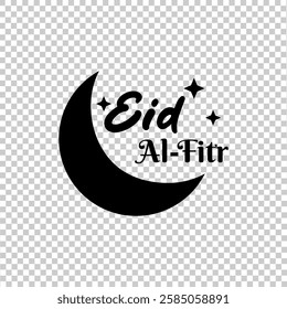 black vector crescent Eid illustration icon