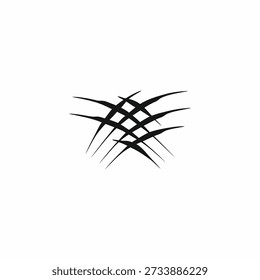 Ícone de marcas de garra cruzadas de vetor preto. Rasgão de animal predador afiado isolado no branco. Marcas de ataque de barra dupla para marcas de monstros ou animais selvagens, logotipos de jogos e design gráfico ousado
