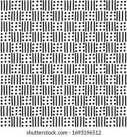 Black vector crosses and dots  seamless pattern. Design element for prints, backgrounds, template, web pages and textile pattern. Black and white stock illustration.

