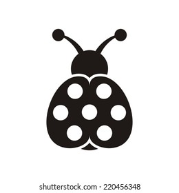 Black vector cute seven spot ladybird icon isolated