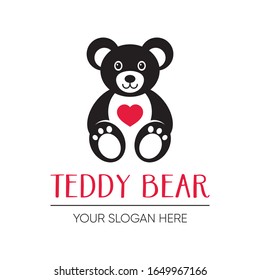 Black Vector Cute Teddy Bear Logo Stock Vector (Royalty Free ...