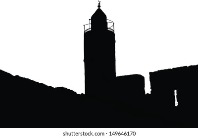 Black vector of David Tower Silhouette, Jerusalem, Israel.