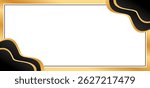 A black vector design shows a gold frame border with an arrow for text, ideal as a business sign or advertising backdrop
