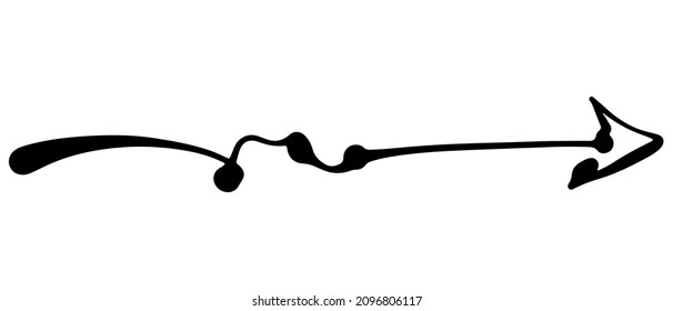 diseño vectorial negro de flecha de tinta giratoria, flecha de pincel, dinámica, línea de salpicadura