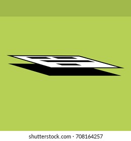 black vector document icon on a green sticker background.Flat design style. 
