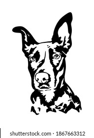 Black vector dog head face isolate outline silhouette drawing illustration. Print. Sign. Icon. Plotter cutting. Laser cut. Wall vinyl sticker decal. Pet. Doberman. Best friend. Embroidery.Home Decor.