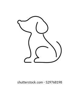 Black Vector Dog Thin Line Icon