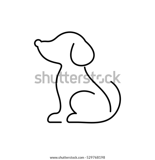 黒いベクター画像の犬の細い線のアイコン のベクター画像素材 ロイヤリティフリー
