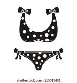 Black vector dotted bikini swimsuit icon isolated