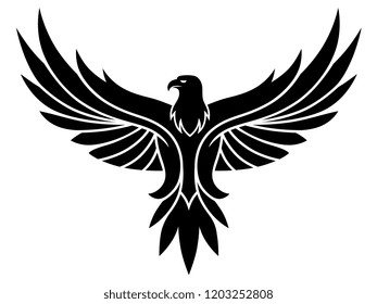 Black vector eagle emblem on the white background.