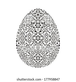 Black vector easter egg floral design element isolated