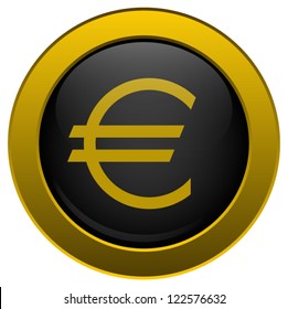 Black vector euro icon, isolated on white background