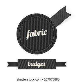 Black vector fabric badges with black ribbons