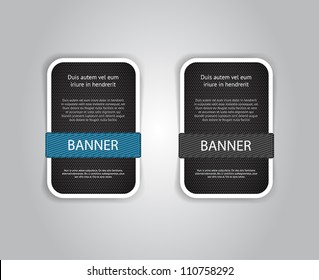 Black vector fabric textured banners with fabric buttons