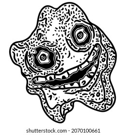 Black vector fantasy form in grunge style. Scary face vector illustration