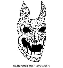 Black vector fantasy skull in grunge style. Skull vector illustration