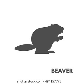 Black vector figure of beaver. Vector forest animal for web and design.