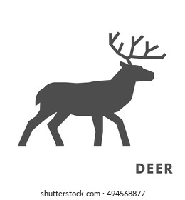Black vector figure of deer. Vector silhouette reindeer for web and design.