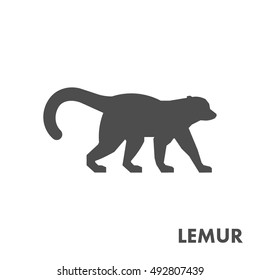 Black vector figure of lemur. Vector madagascar animal for web and design.