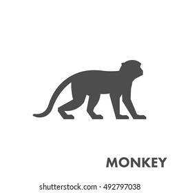 Black vector figure of monkey. Vector wild animal for web and design.