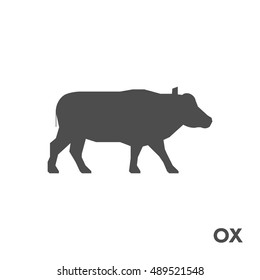 Black vector figure of ox. Vector wild animals for web and design.