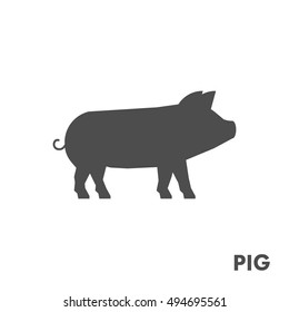 Black vector figure of pig. Vector farm animal for web and design.