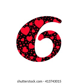 Black vector figure with red hearts texture isolated on  white background.