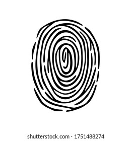 Huella digital vectorial negra aislada en fondo blanco. Símbolo de identificación.