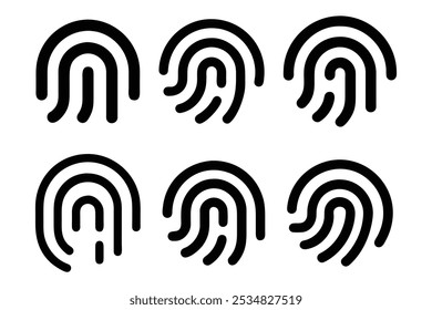 Impressão digital vetorial preta isolada em um fundo branco, ilustração vetorial.