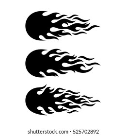 Black vector fire flame decorative design elements isolated