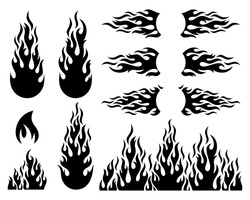 Black Vector Fire Flame Design Elements Collection Isolated