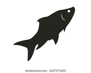The black vector fish, sleek and streamlined, glides effortlessly through the depths, its ebony scales glistening with an understated elegance amidst the ocean's shadows.