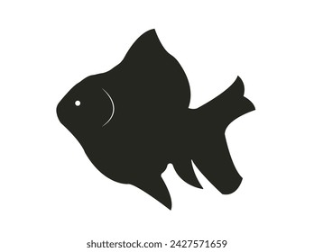 The black vector fish, sleek and streamlined, glides effortlessly through the depths, its ebony scales glistening with an understated elegance amidst the ocean's shadows.