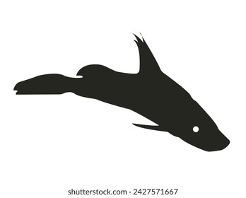The black vector fish, sleek and streamlined, glides effortlessly through the depths, its ebony scales glistening with an understated elegance amidst the ocean's shadows.