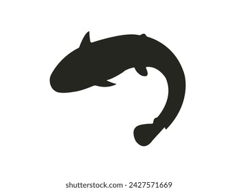 The black vector fish, sleek and streamlined, glides effortlessly through the depths, its ebony scales glistening with an understated elegance amidst the ocean's shadows.