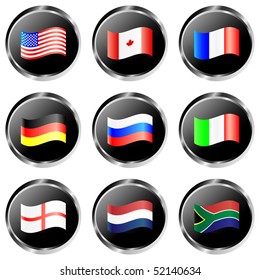 Black vector flag buttons