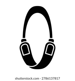 Black vector flat icon of a camera neck strap or lanyard, designed for photographers and professionals to secure and carry gear or identification cards safely.