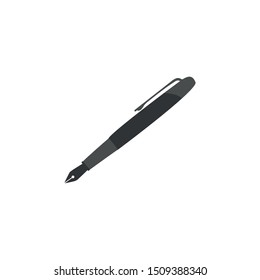 Black vector flat pen, pencil isolated on white background. Vector illustration