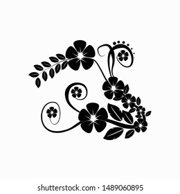 black vector floral element illustration 