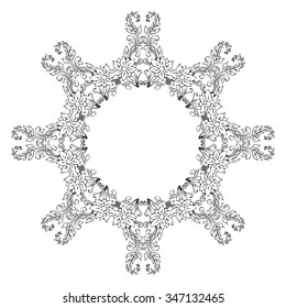 Black vector floral mandala on white background