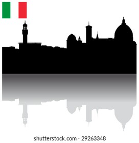 Black vector Florence silhouette skyline with Italian flag