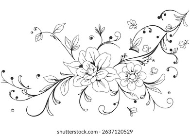 black vector flower floral background