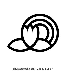 Black Vector flower logo illustration of an element made is on a white background