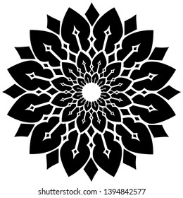 Black vector flower mandala isolated on white background